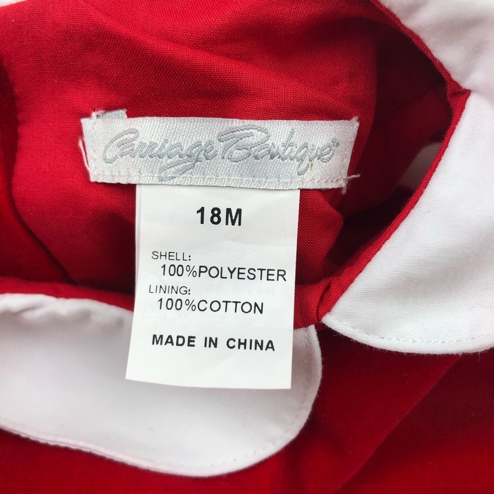 Carriage Boutique Red Velvet Scallop Hem Dress 18M - Picture 3 of 10